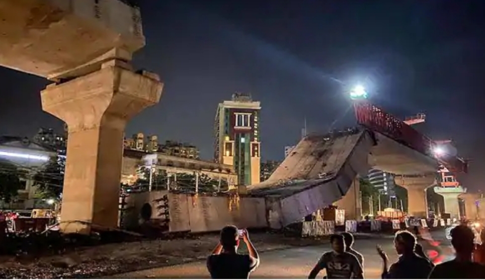 Under constructed flyover collapses in Gurgaon, 2 injured
